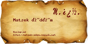 Matzek Ádám névjegykártya